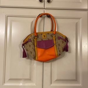 Polo club bag orange purple tan gold it’s a saddle bag